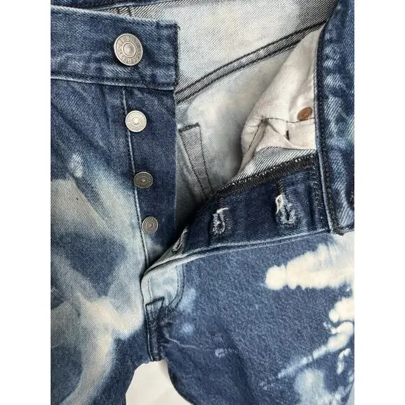 Levis 501 Button Fly Jeans White Oak Cone Denim Acid Wash Tag Size 32/30 - Picture 3 of 11